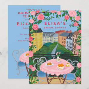 CUSTOM Paris Tea on the Balcony Bridal Shower Art Invitation