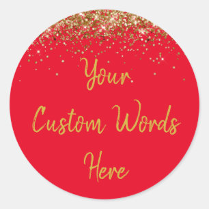 Custom Party Favor Personalized Birthday Red Gold Classic Round Sticker