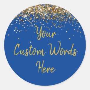 Custom Party Favour Personalised Birthday Blue Gol Classic Round Sticker
