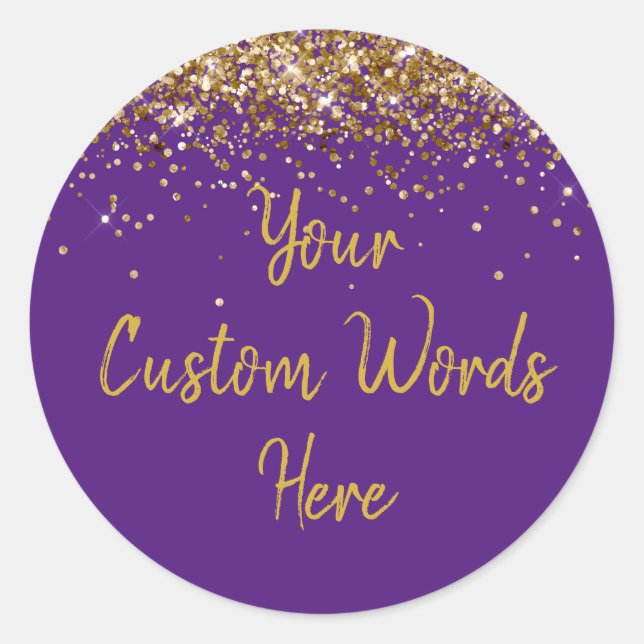 Custom Party Favour Personalised Birthday Purple Classic Round Sticker (Front)