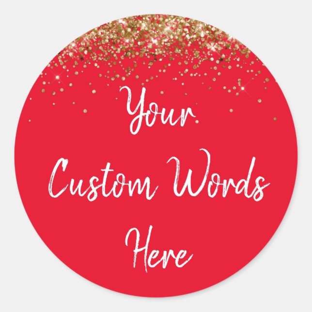 Custom Party Favour Personalised Birthday Red Gold Classic Round Sticker (Front)