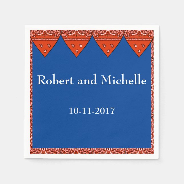 Custom Party Napkin Red Bandanna Print (Front)