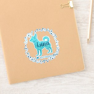 Custom Pastel blue chihuahua Silhouette sticker