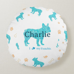 Custom Pastel blue french bulldog throw pillow