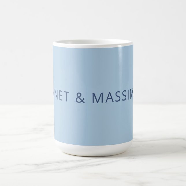 Custom pastel blue personalised minimalist name coffee mug (Center)