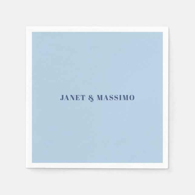 Custom pastel blue personalised minimalist name napkin (Front)