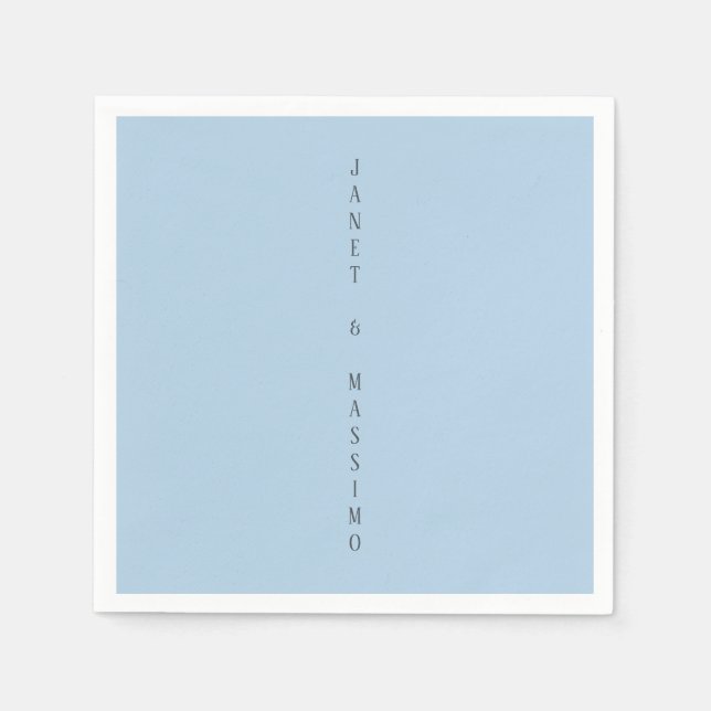 Custom pastel blue personalised minimalist name napkin (Front)
