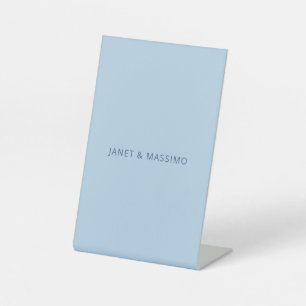 Custom pastel blue personalised minimalist name pedestal sign