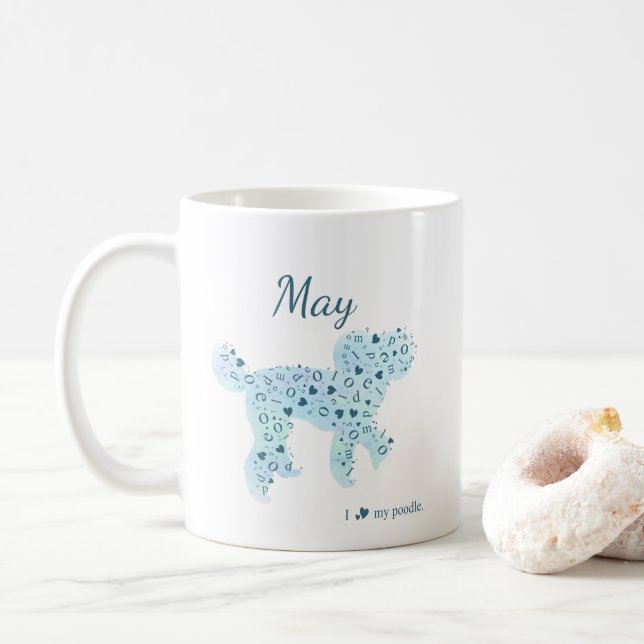 Custom Pastel Blue Poodle Silhouette Mug (With Donut)