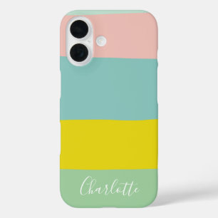 Custom Pastel Colour Block Modern Minimalist Scrip iPhone 16 Case
