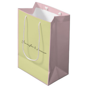 Custom pastel colour personalised minimalist name medium gift bag