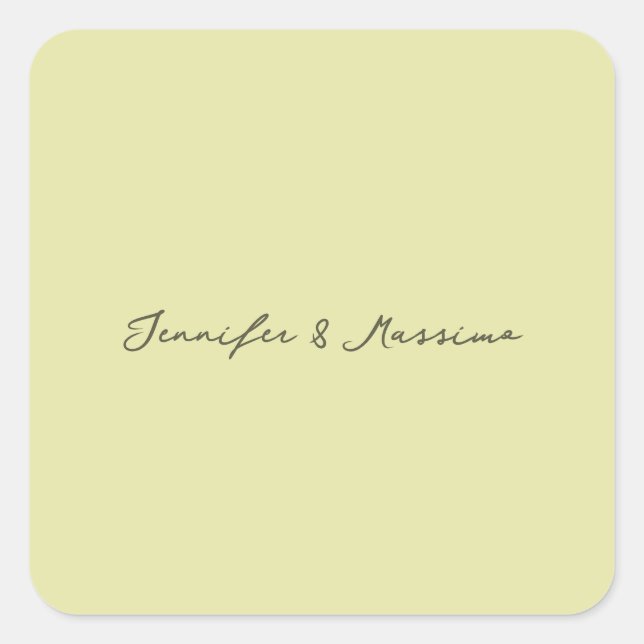 Custom pastel colour personalised minimalist name square sticker (Front)