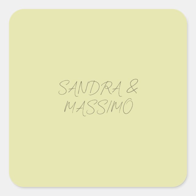Custom pastel colour personalised minimalist name square sticker (Front)