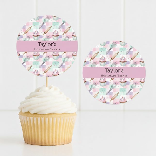Custom Pastel Cupcake Topper Name Sticker Sheet (Creator Uploaded)