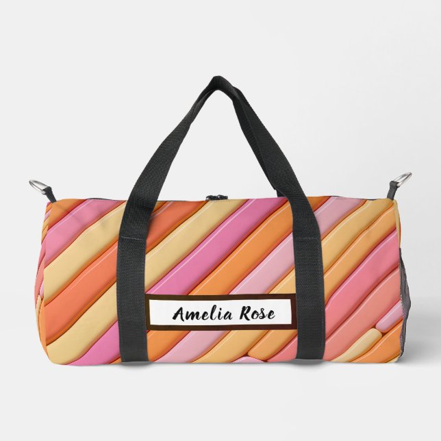 Custom Pastel Geometric Duffle Bag – Personalised  (Front)