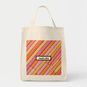 Custom Pastel Geometric Grocery Tote Bag