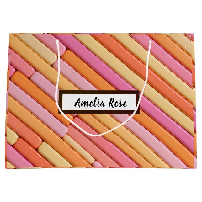 Custom Pastel Geometric Large Gift Bag – Abstract  (Front)