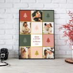 Custom Pastel & Gold Christmas 5 Photo Collage Poster<br><div class="desc">Celebrate the holidays in style with our festive Poster. A dynamic 5-photo collage shines in pastels and gold,  featuring Christmas trees and the uplifting message "Merry and Bright" in playful sans-serif font. Customise it with your family name and year for a vibrant holiday display.</div>
