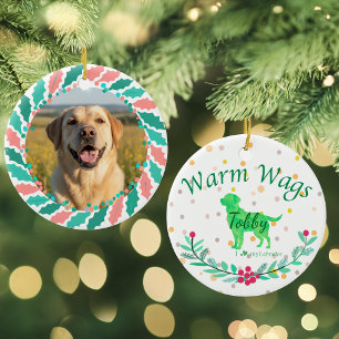 Custom Pastel Green Labrador Retriever Christmas Ceramic Tree Decoration