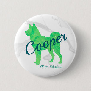 Custom Pastel Green Shiba Inu Dog Personalized 6 Cm Round Badge