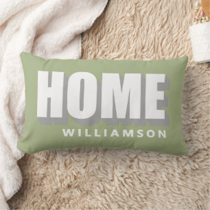 Custom Pastel Green White Home Minimalist Modern  Lumbar Cushion