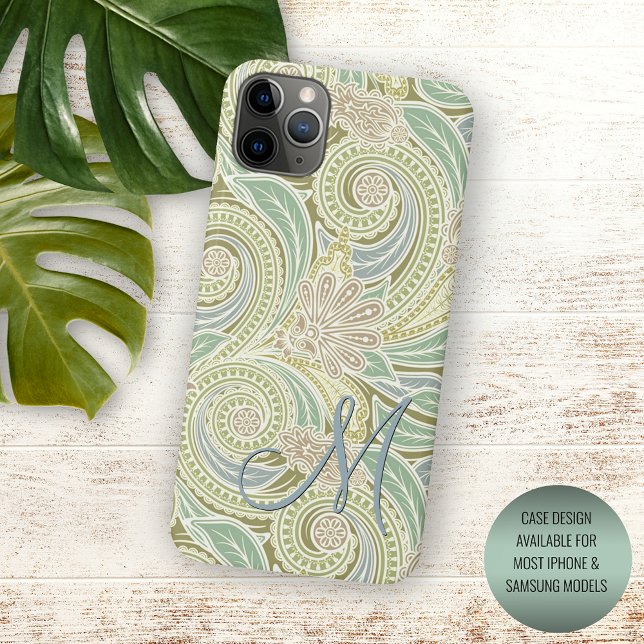 Custom Pastel Green Yellow Blue Pink Paisley Art Case-Mate iPhone Case (Creator Uploaded)