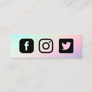 Custom Pastel Instagram Facebook Twitter Mini Business Card