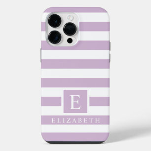 Custom Pastel Light Soft Purple White Stripes iPhone 14 Pro Max Case