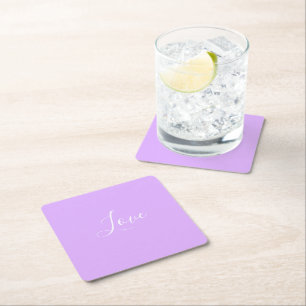 Custom Pastel Mauve Solid Colour Minimalist Weddin Square Paper Coaster