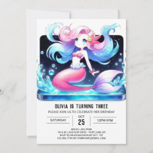 Custom Pastel Mermaid Birthday Invitation