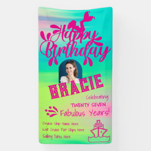Custom Pastel Mermaid Happy Birthday Cruise Door Banner
