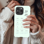 Custom Pastel Mint 2025 Calendar  iPhone 15 Pro Case<br><div class="desc">Stay organised and stylish with this custom pastel mint 2025 calendar phone case. Featuring a sleek and minimalistic design, this case combines functionality with elegance. The soft pastel mint background adds a refreshing touch, while the integrated calendar design ensures quick date reference. Built for durability, it protects your phone from...</div>