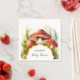 Custom Pastel Mushroom Baby Shower Napkin