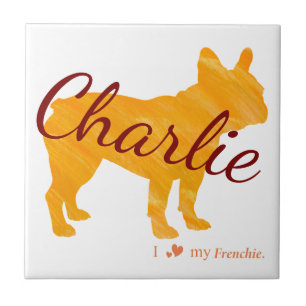 Custom Pastel Orange French Bulldog Accent Tile