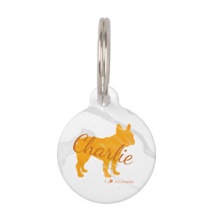 Custom Pastel Orange French Bulldog Dog Tag