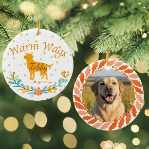 Custom Pastel Orange Labrador Retriever Christmas Ceramic Tree Decoration