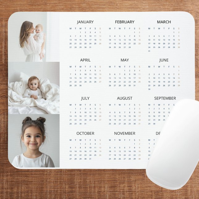 Custom Pastel Pink 2025 Calendar with Family Photo Mouse Pad (Creator Uploaded)