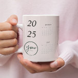 Custom Pastel Pink 2025 Calendar with Your Logo Large Coffee Mug<br><div class="desc">Sip in style while staying organised with this custom pastel pink 2025 calendar mug featuring your logo. Designed with a soft pastel pink background and a sleek calendar layout, this mug combines elegance and functionality. Perfect for promoting your brand or business, the personalised logo adds a unique and professional touch....</div>