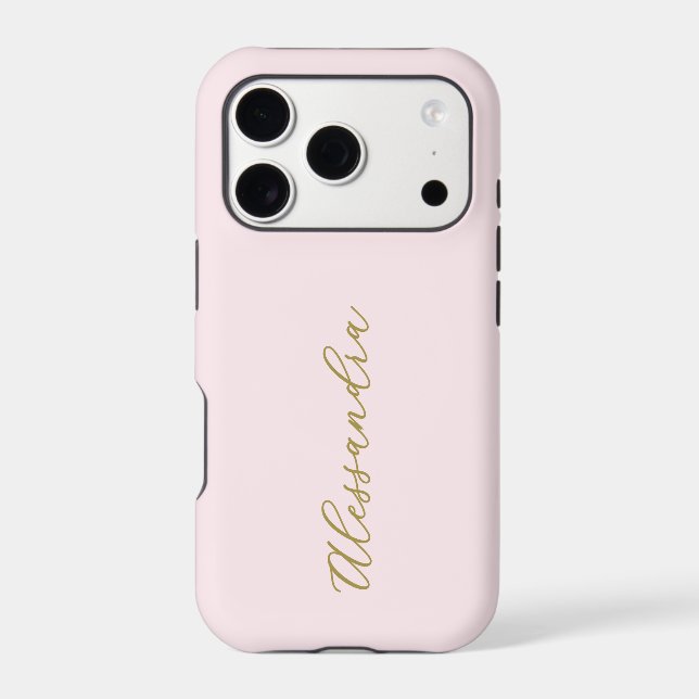 Custom Pastel Pink Gold Name Script Minimalist  (Back)