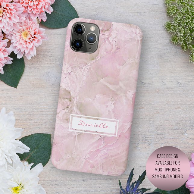 Custom Pastel Pink Grey Agate Marble Art Pattern Case-Mate iPhone Case (Creator Uploaded)