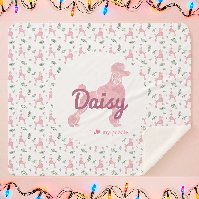 Custom Pastel Pink Poodle Christmas Blanket Gift (Creator Uploaded)