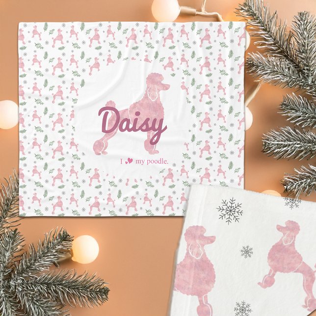 Custom Pastel Pink Poodle Christmas Blanket Gift (Creator Uploaded)