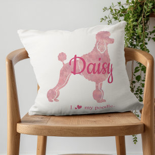 Custom Pastel Pink Poodle Silhouette cushion 