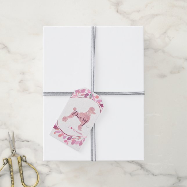 Custom Pastel Pink Poodle Silhouette Gift Tag  (With Twine)