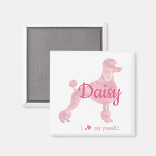 Custom Pastel Pink Poodle Silhouette Magnet