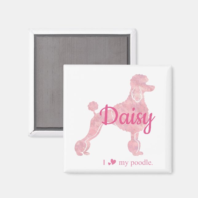 Custom Pastel Pink Poodle Silhouette  Magnet (Front/Back)