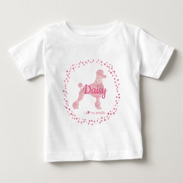 Custom Pastel Pink Poodle Silhouette T-shirt (Front)