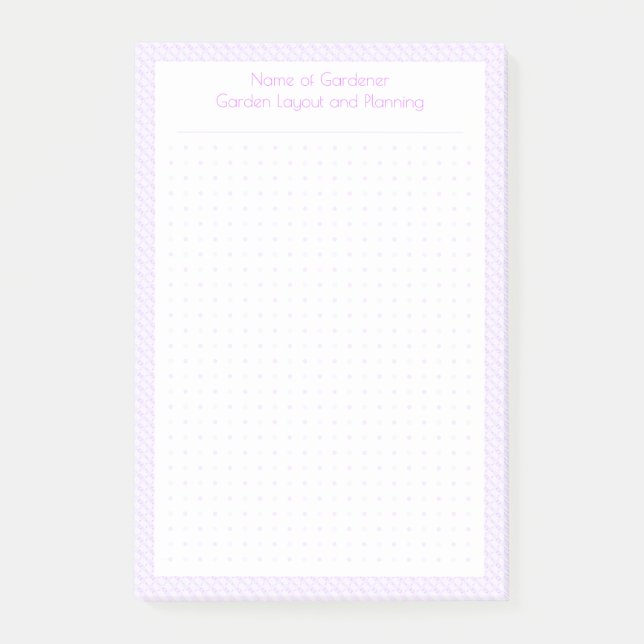 Custom Pastel Purple Dot Grid Garden Layout Plan Post-it Notes (Front)