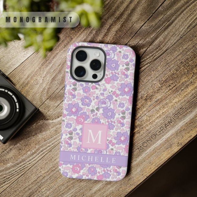 Custom Pastel Purple White Floral Pink Flowers iPhone Case (Custom Pastel Purple White Floral Pink Flowers iPhone Case)