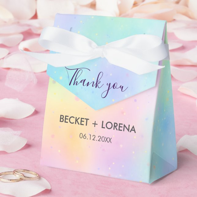 Custom Pastel Watercolor Rainbow Wedding Favor Box (Wedding)